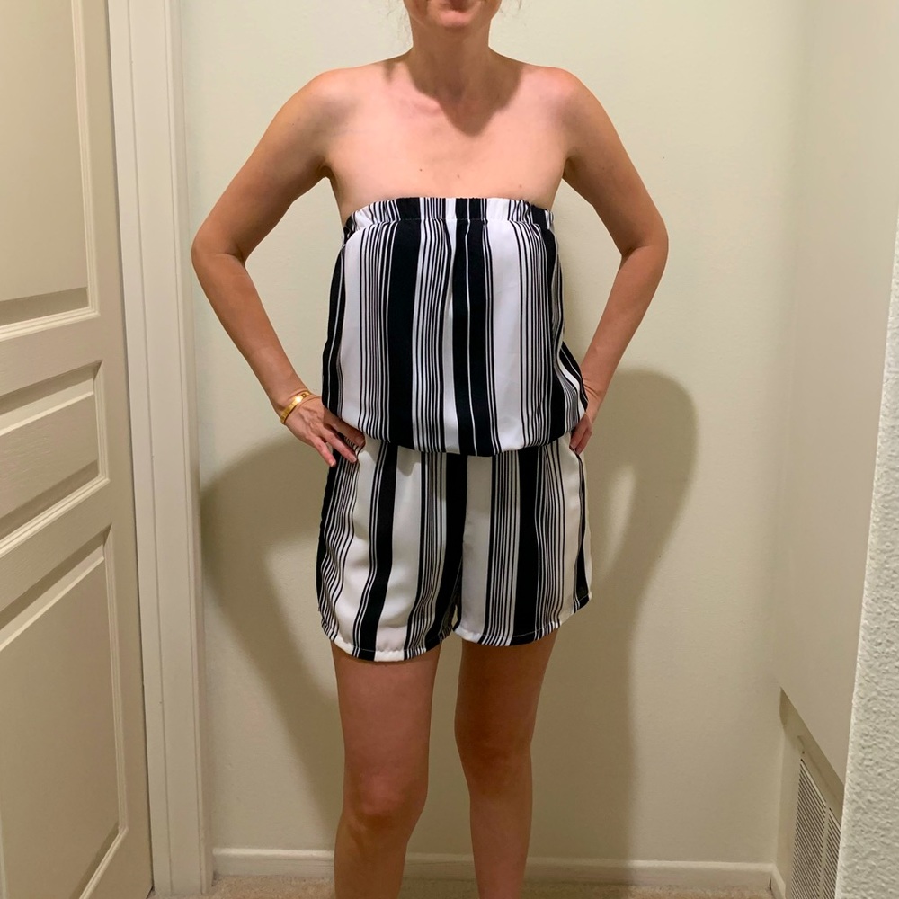 Free Press Black/ white striped romper Size XS